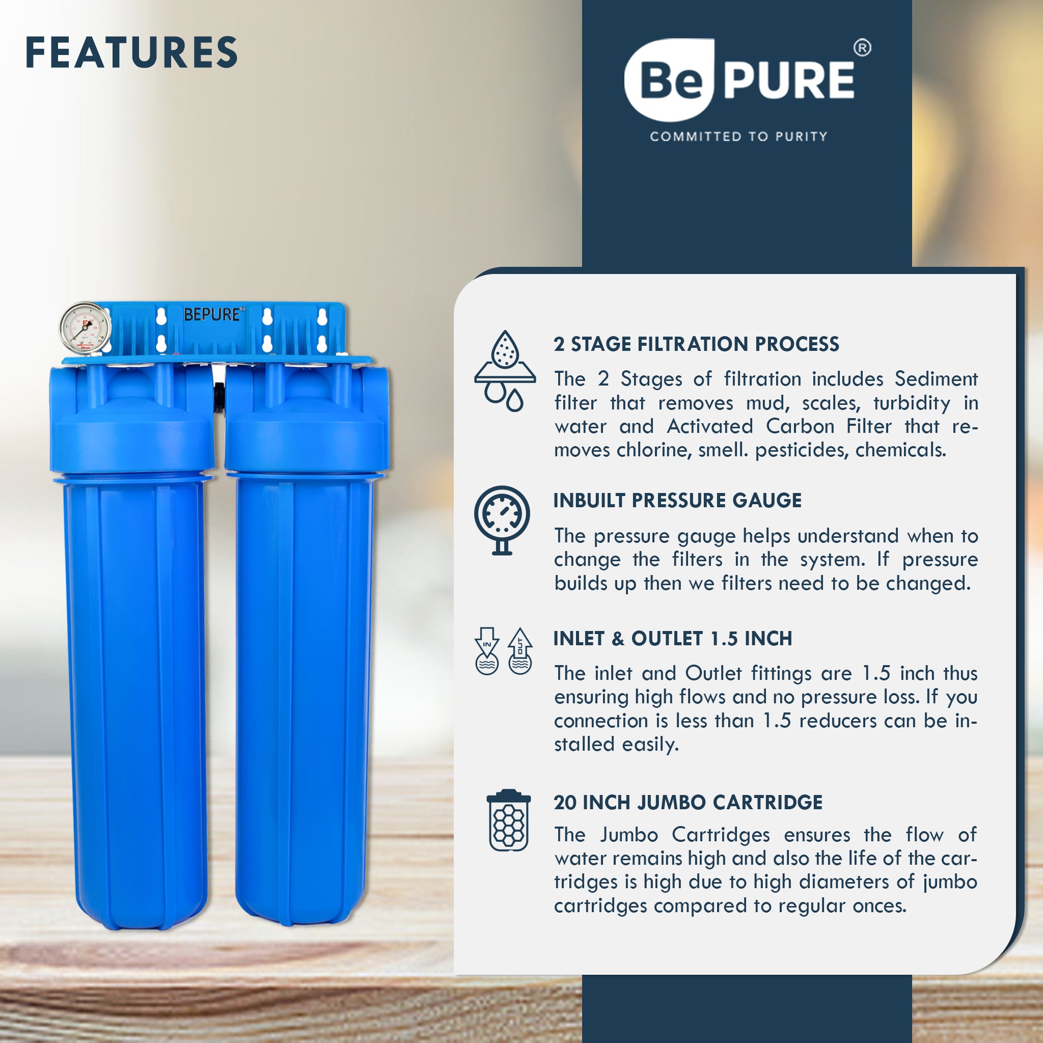 Bepure Main Line Water Filter Whole House Water Filtration System