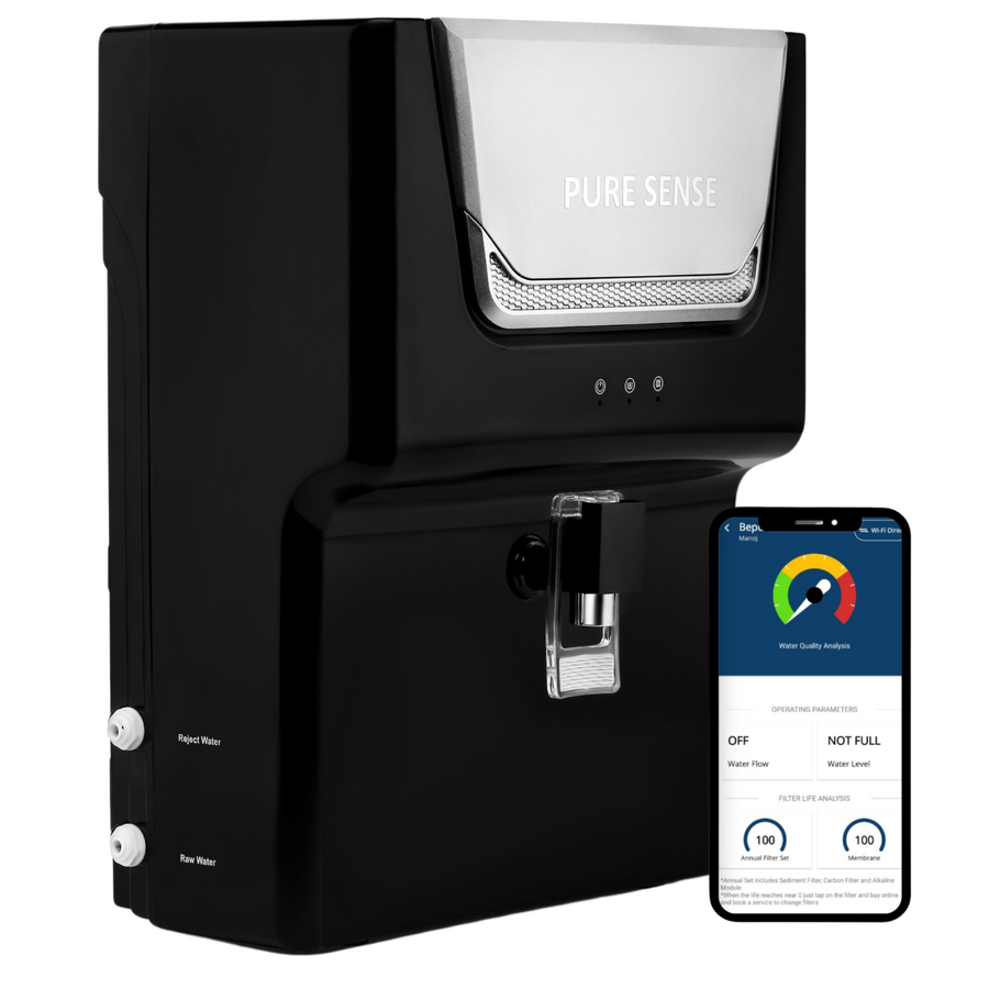 Puresense Mobile App Enabled Water Purifier 9L With RO+UV+UF+TDS+Copper Alkaline Technology