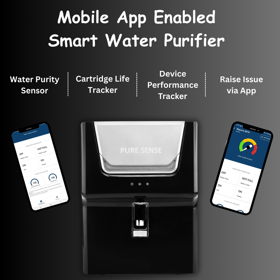 Puresense Mobile App Enabled Water Purifier 9L With RO+UV+UF+TDS+Copper Alkaline Technology