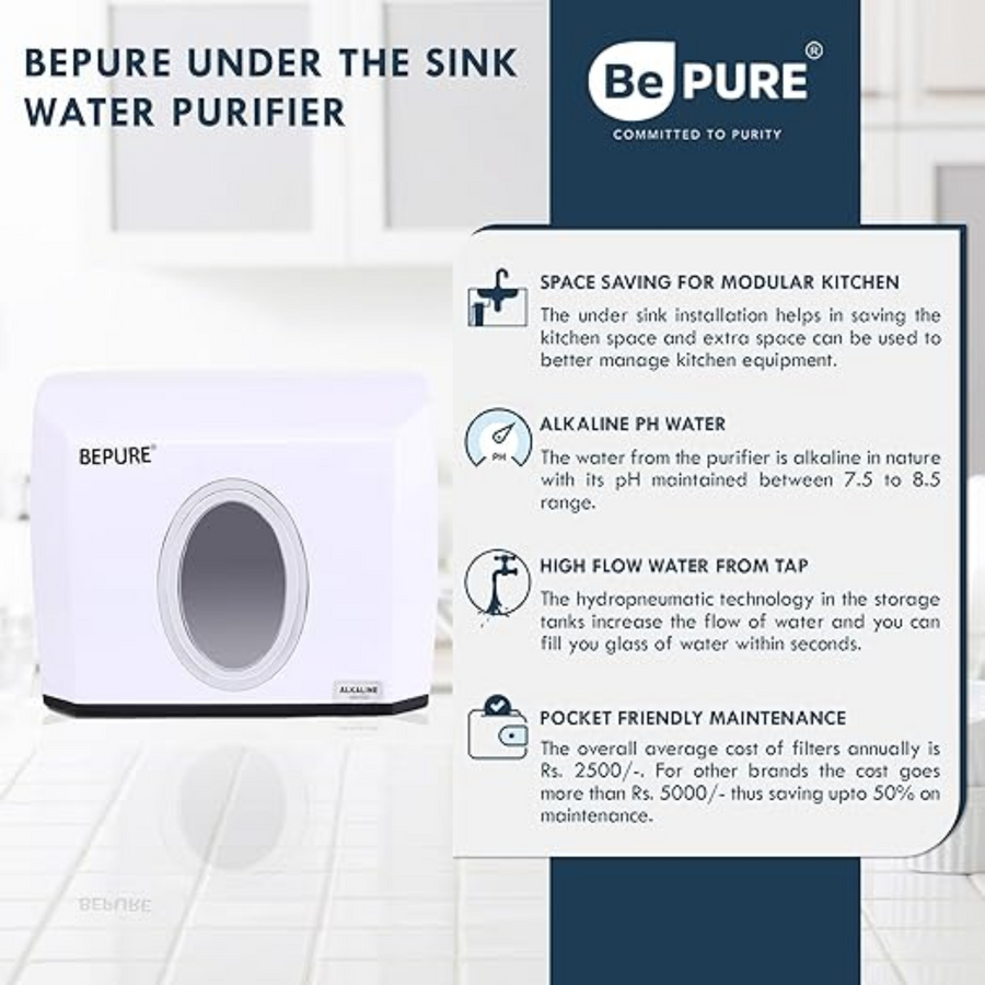 Bepure UTS CP Copper+ 12L Under Sink Water Purifier with RO+UV+UF+TDS+ Copper Alkaline Water Purification
