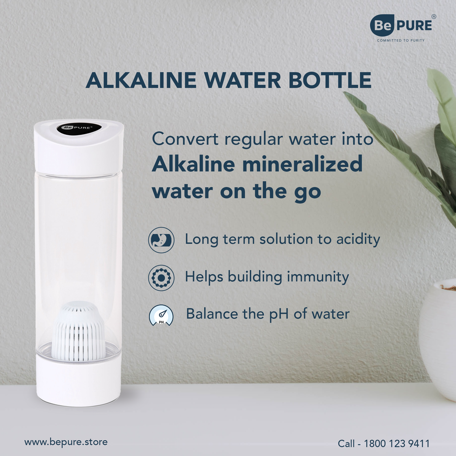 Bepure Premium Alkaline Water Bottle | Get Balanced pH Up to 9.5 | Get Negative ORP Water Instantly | BPA Free