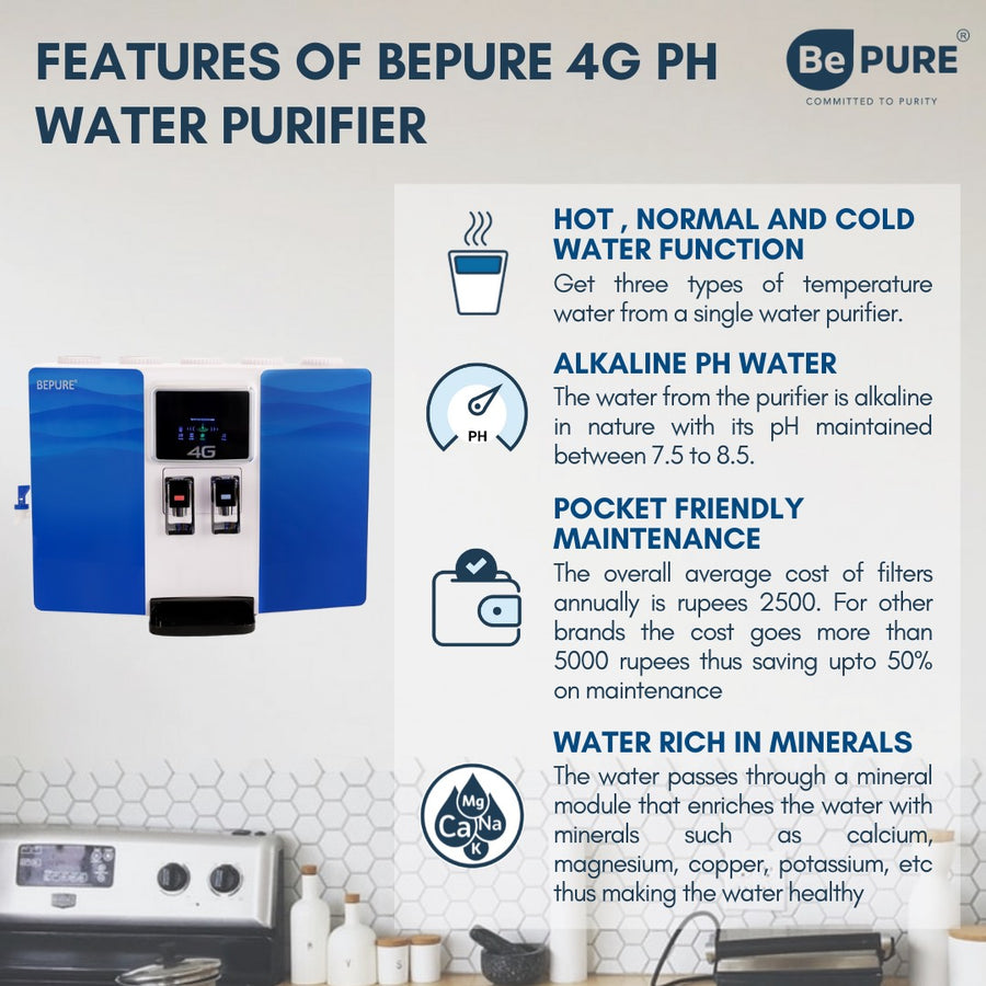 Bepure 4G PH Hot and Cold 9L RO+UV+UF+TDS+Alkaline Water Purifier