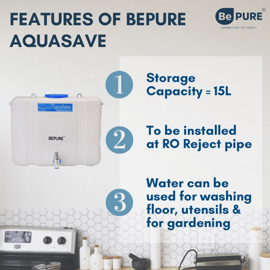 Bepure Aquasave 15L Reject Water Storage Tank| Wall Mountable| White